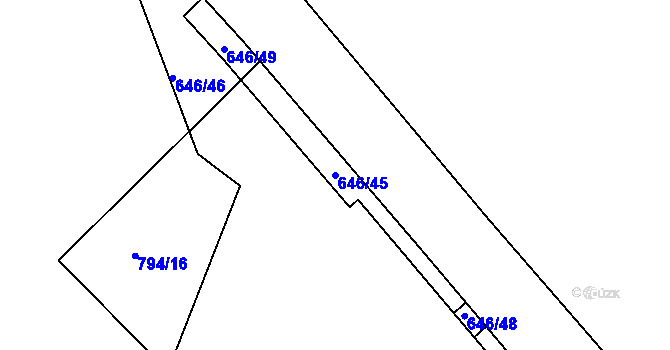 Parcela st. 646/45 v KÚ Rychtářov, Katastrální mapa