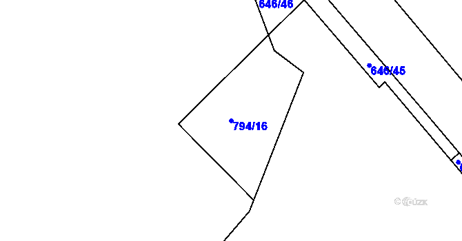 Parcela st. 794/16 v KÚ Rychtářov, Katastrální mapa