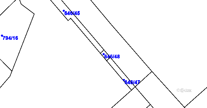 Parcela st. 646/48 v KÚ Rychtářov, Katastrální mapa