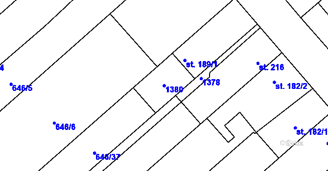 Parcela st. 1380 v KÚ Rychtářov, Katastrální mapa