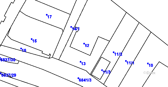 Parcela st. 12 v KÚ Rychvald, Katastrální mapa