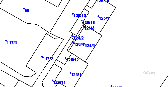 Parcela st. 124/1 v KÚ Rychvald, Katastrální mapa