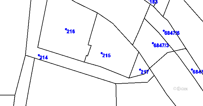 Parcela st. 215 v KÚ Rychvald, Katastrální mapa