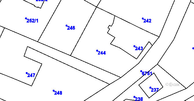 Parcela st. 244 v KÚ Rychvald, Katastrální mapa