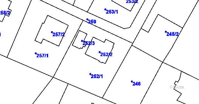 Parcela st. 252/2 v KÚ Rychvald, Katastrální mapa