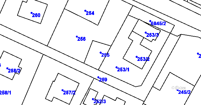 Parcela st. 255 v KÚ Rychvald, Katastrální mapa