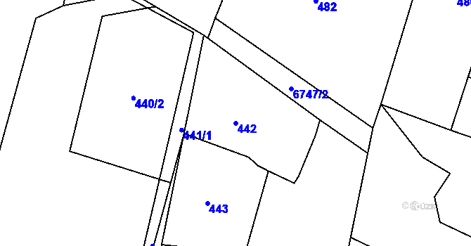 Parcela st. 442 v KÚ Rychvald, Katastrální mapa