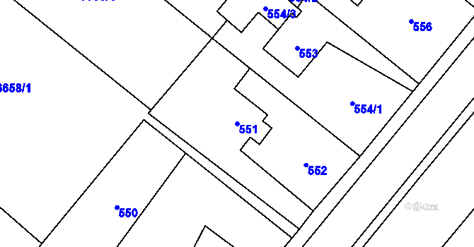 Parcela st. 551 v KÚ Rychvald, Katastrální mapa
