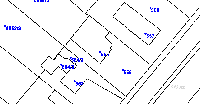 Parcela st. 555 v KÚ Rychvald, Katastrální mapa