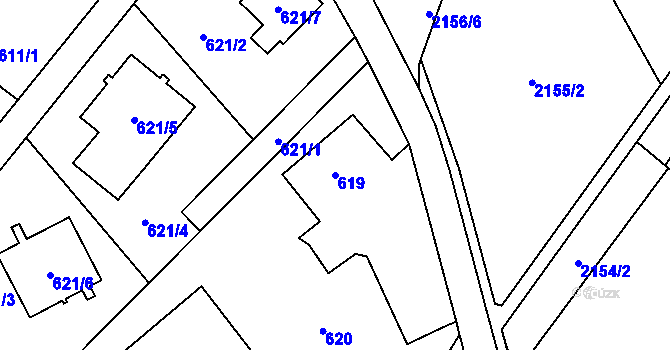 Parcela st. 619 v KÚ Rychvald, Katastrální mapa