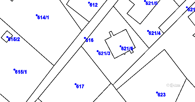 Parcela st. 621/3 v KÚ Rychvald, Katastrální mapa