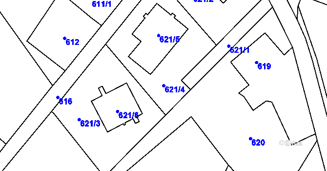 Parcela st. 621/4 v KÚ Rychvald, Katastrální mapa