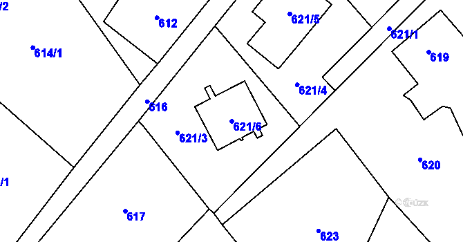 Parcela st. 621/6 v KÚ Rychvald, Katastrální mapa