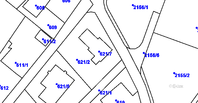 Parcela st. 621/7 v KÚ Rychvald, Katastrální mapa