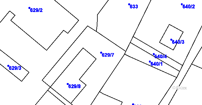 Parcela st. 629/7 v KÚ Rychvald, Katastrální mapa