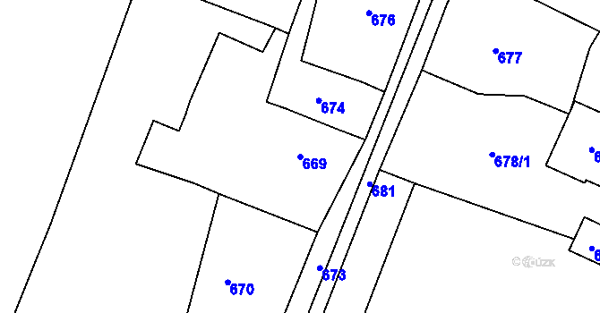 Parcela st. 669 v KÚ Rychvald, Katastrální mapa