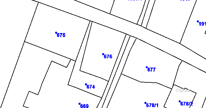 Parcela st. 676 v KÚ Rychvald, Katastrální mapa