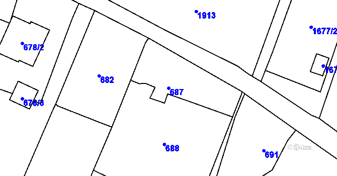 Parcela st. 687 v KÚ Rychvald, Katastrální mapa