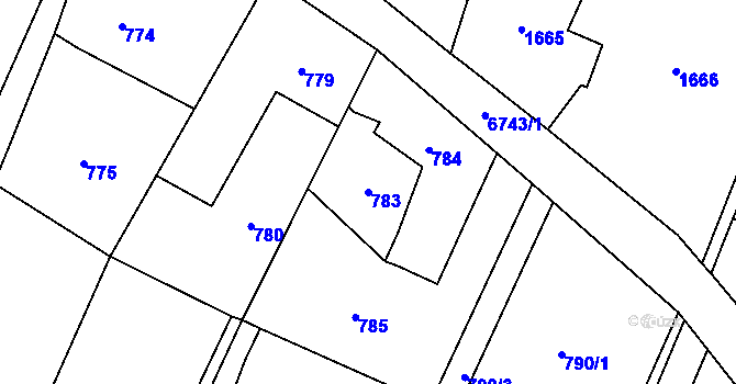 Parcela st. 783 v KÚ Rychvald, Katastrální mapa