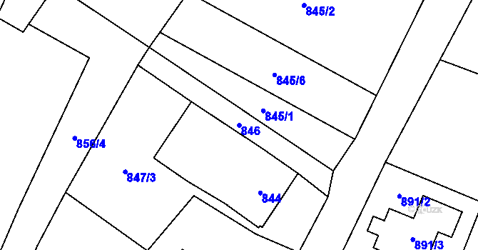 Parcela st. 846 v KÚ Rychvald, Katastrální mapa
