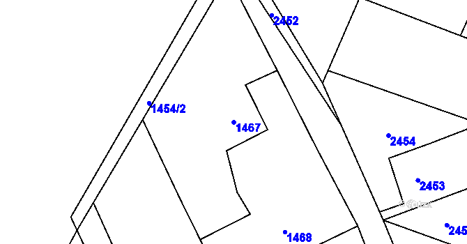 Parcela st. 1467 v KÚ Rychvald, Katastrální mapa