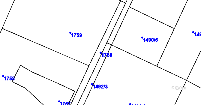 Parcela st. 1760 v KÚ Rychvald, Katastrální mapa