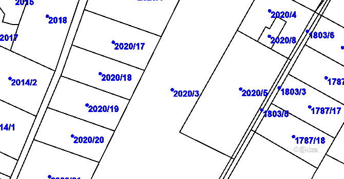 Parcela st. 2020/3 v KÚ Rychvald, Katastrální mapa