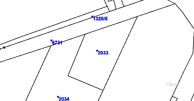 Parcela st. 2033 v KÚ Rychvald, Katastrální mapa