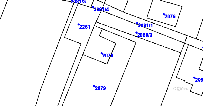 Parcela st. 2078 v KÚ Rychvald, Katastrální mapa