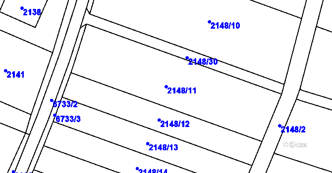 Parcela st. 2148/11 v KÚ Rychvald, Katastrální mapa