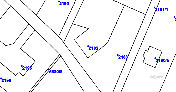 Parcela st. 2182 v KÚ Rychvald, Katastrální mapa