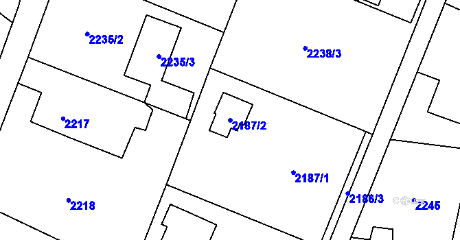 Parcela st. 2187/2 v KÚ Rychvald, Katastrální mapa