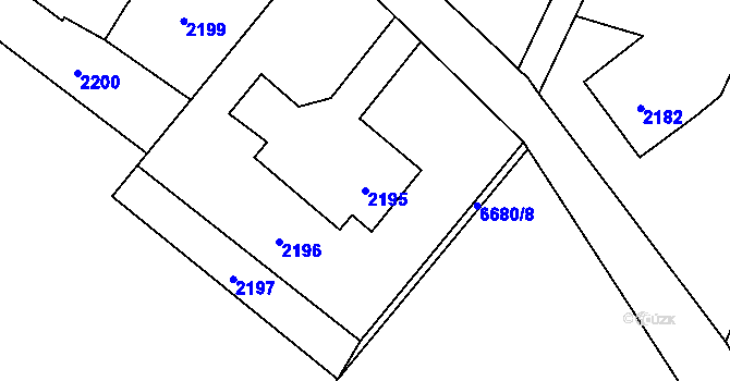 Parcela st. 2195 v KÚ Rychvald, Katastrální mapa