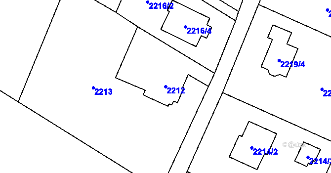 Parcela st. 2212 v KÚ Rychvald, Katastrální mapa