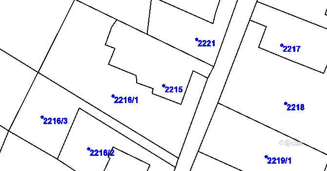 Parcela st. 2215 v KÚ Rychvald, Katastrální mapa