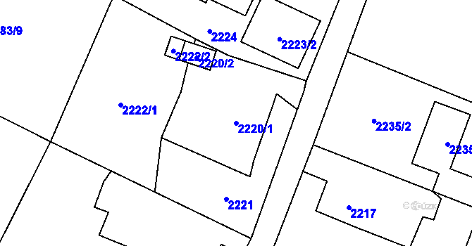 Parcela st. 2220/1 v KÚ Rychvald, Katastrální mapa