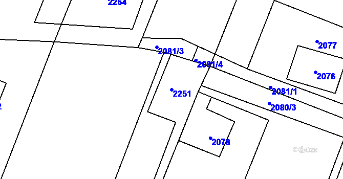 Parcela st. 2251 v KÚ Rychvald, Katastrální mapa