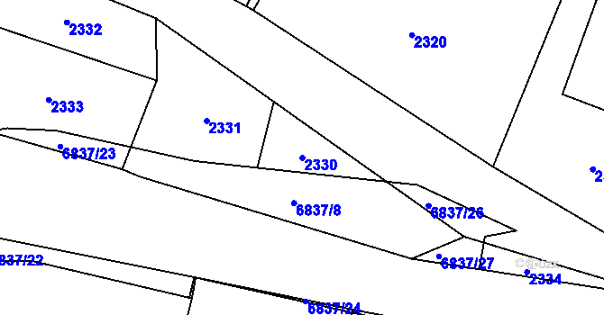 Parcela st. 2330 v KÚ Rychvald, Katastrální mapa