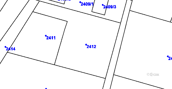 Parcela st. 2412 v KÚ Rychvald, Katastrální mapa
