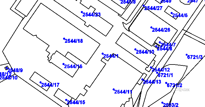 Parcela st. 2544/1 v KÚ Rychvald, Katastrální mapa