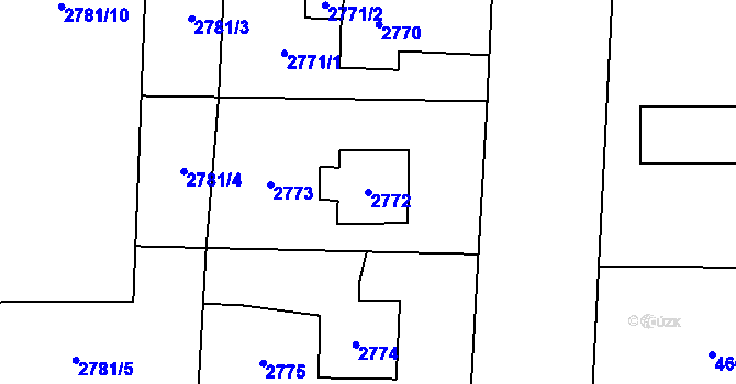 Parcela st. 2772 v KÚ Rychvald, Katastrální mapa