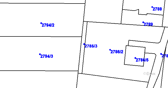 Parcela st. 2786/3 v KÚ Rychvald, Katastrální mapa