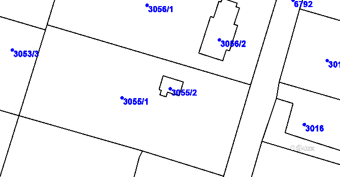 Parcela st. 3055/2 v KÚ Rychvald, Katastrální mapa