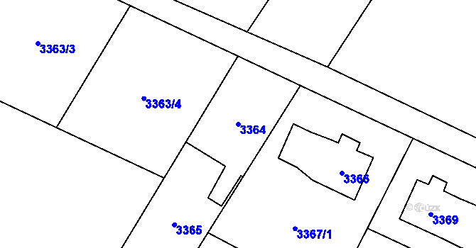 Parcela st. 3364 v KÚ Rychvald, Katastrální mapa