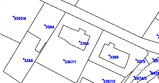 Parcela st. 3366 v KÚ Rychvald, Katastrální mapa
