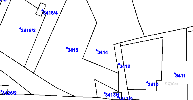 Parcela st. 3414 v KÚ Rychvald, Katastrální mapa