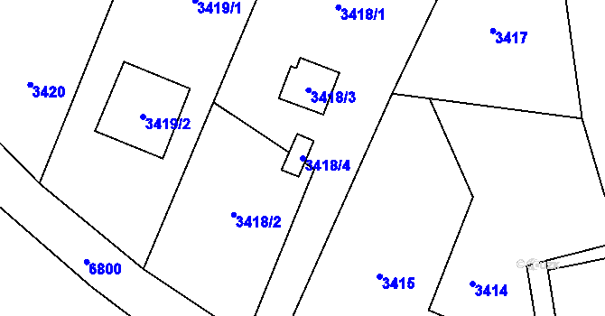 Parcela st. 3418/4 v KÚ Rychvald, Katastrální mapa