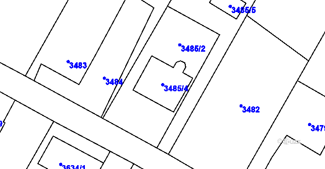 Parcela st. 3485/4 v KÚ Rychvald, Katastrální mapa