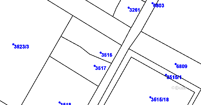 Parcela st. 3516 v KÚ Rychvald, Katastrální mapa