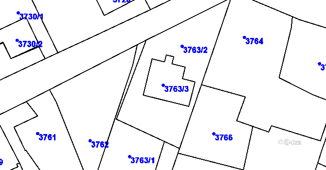 Parcela st. 3763/3 v KÚ Rychvald, Katastrální mapa